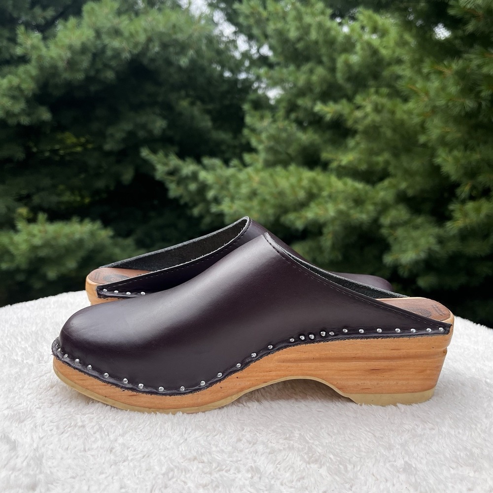 Troentorps Sweden Clogs Leather Wooden Womens 38 | 8 Toffelfabrik Brown Cognac - Picture 5 of 9